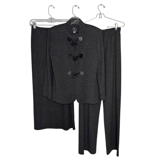 Joan Fagin Pants - Vintage Joan Fagin New York 3 Piece Gray Blazer (M) Pants and Skirt (Both S) Set